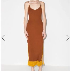 STAUD Pleasantan Ribbed Crochet midi dress